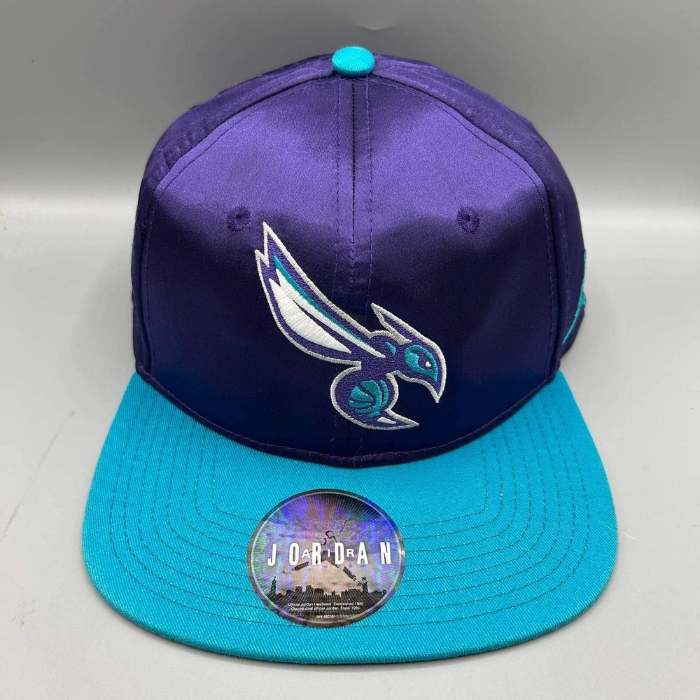Charlotte Hornets x Air Jordan Hat Men Purple Blue Satin Jumpman Snap Back Cap